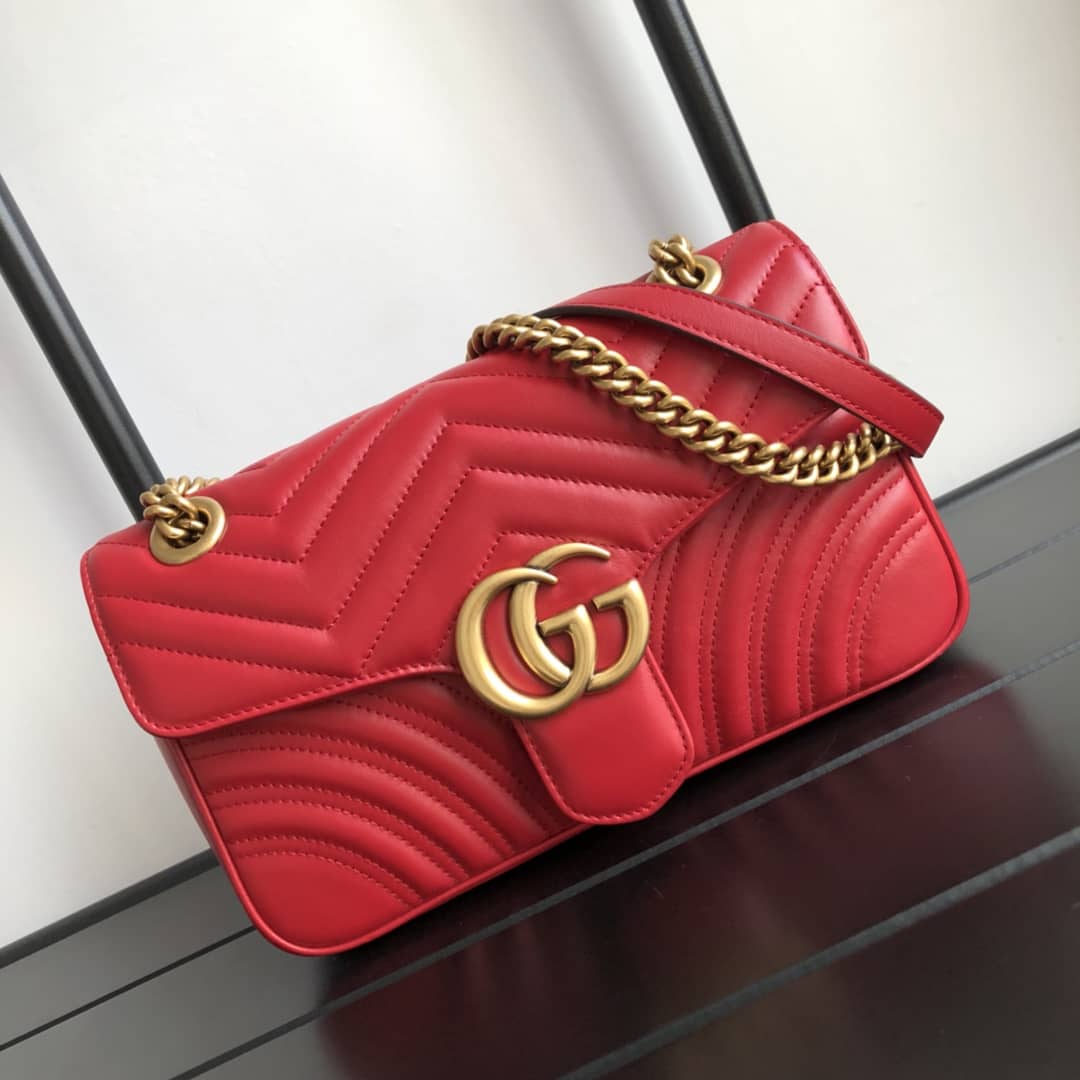 Gvc*1 GG Marmont Matelasse Shoulder Bag Replica Red 443497