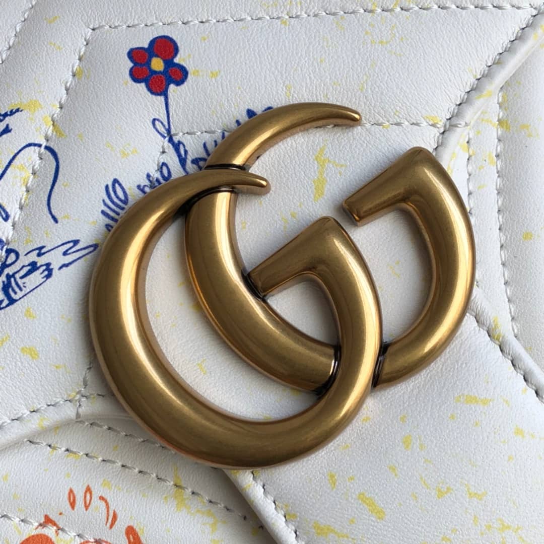 Gvc*1 GG Marmont Matelasse Shoulder Bag Replica White 443497