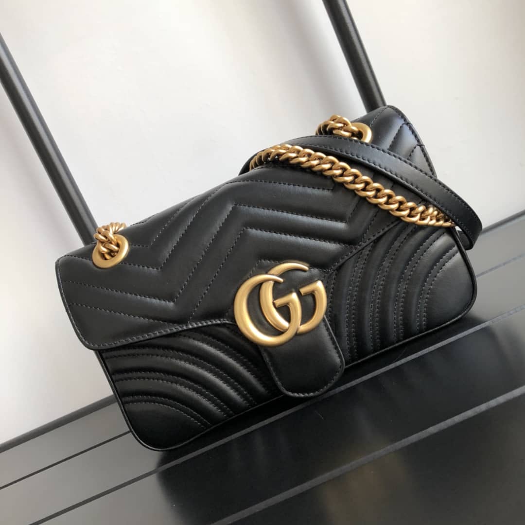 Gvc*1 GG Marmont Matelasse Shoulder Bag Replica Black 443497