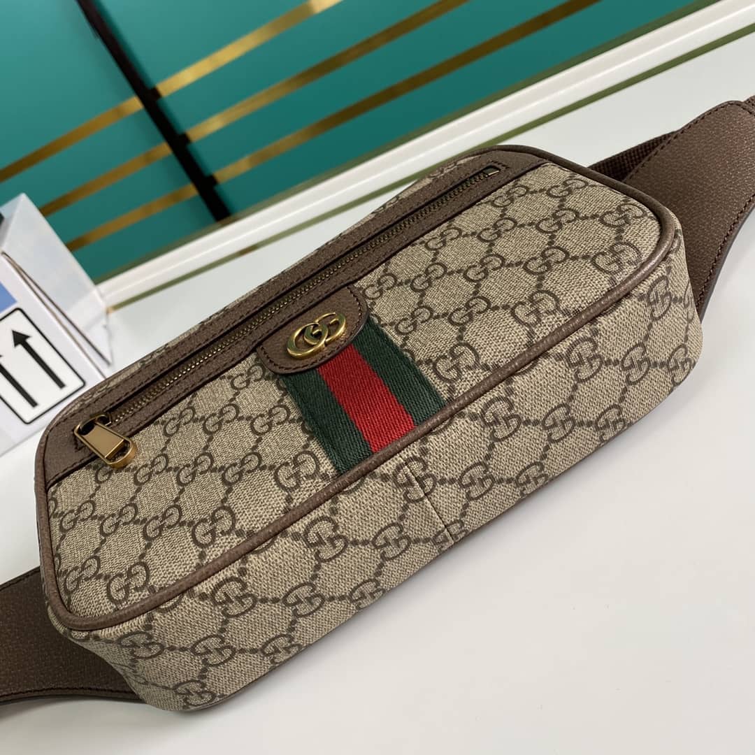 Gvc*1 Ophidia Soft GG Svp*me Belt Bag Ebony Beige Replica 574796