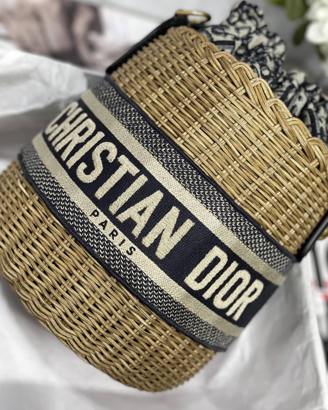 Chr1st1an D10r Oblique D10r Wicker Bucket Bag
