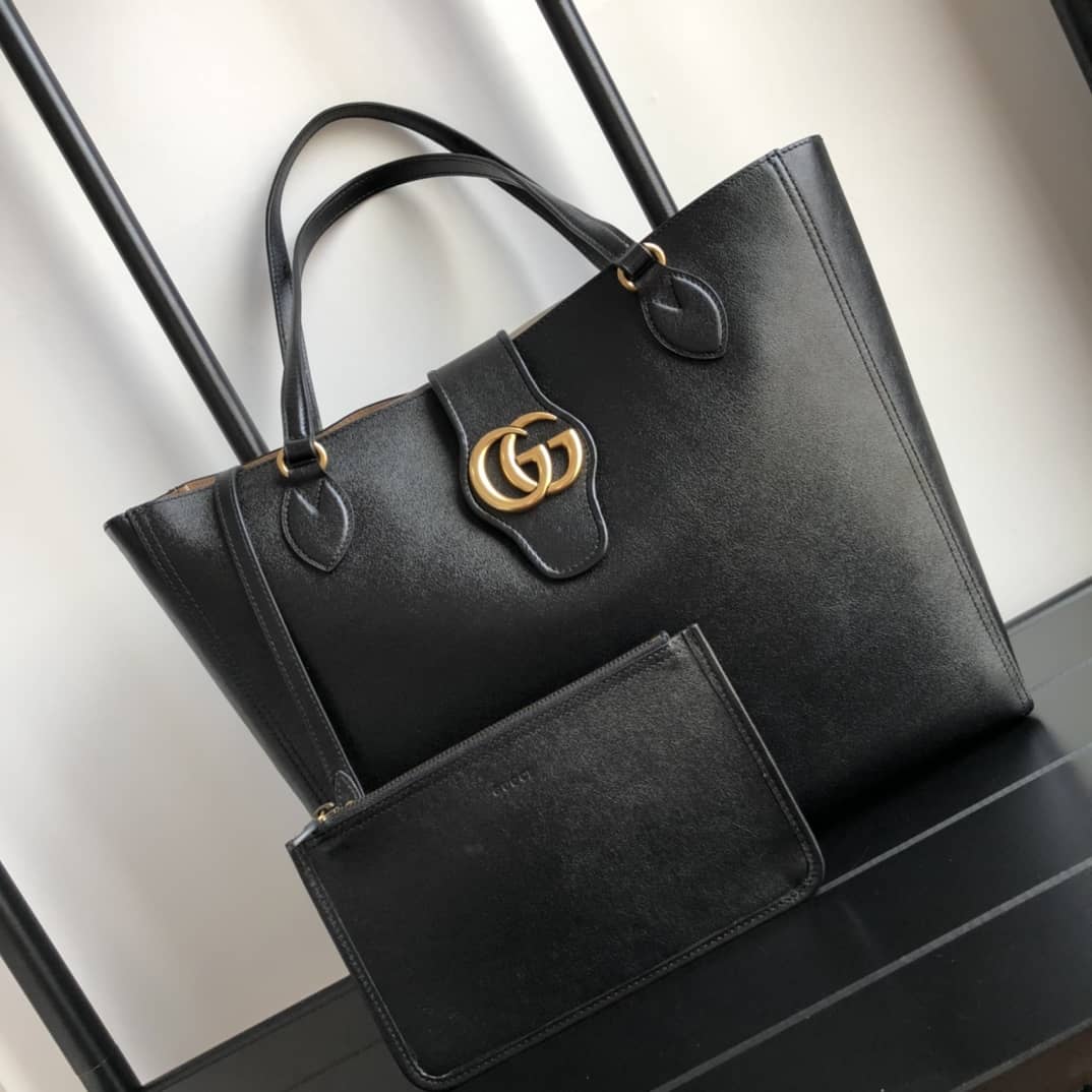 Gvc*1 Medium With Double G Tote Black Replica 649577