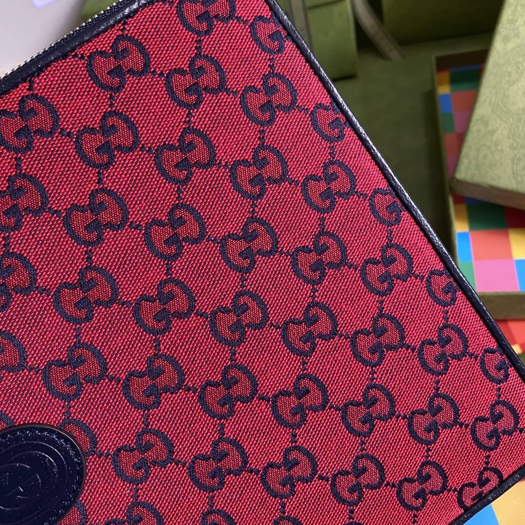Gvc*1 GG Marmont Red Canvas Pouch Replica 661105