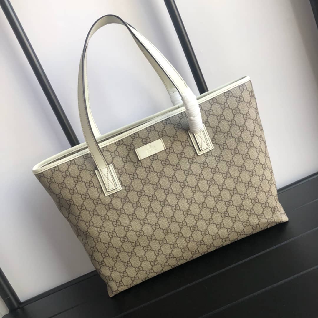 Gvc*1 GG Plus Large Zip Top PVC Replica Tote Gray White 211137