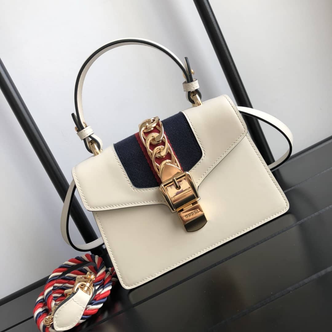 Gvc*1 Sylvie Leather Mini Shoulder Bag Replica White 470270