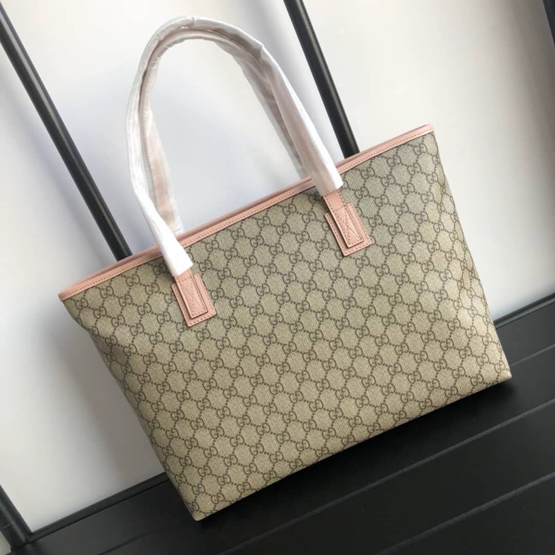 Gvc*1 GG Plus Large Zip Top PVC Replica Tote Gray Pink 211137