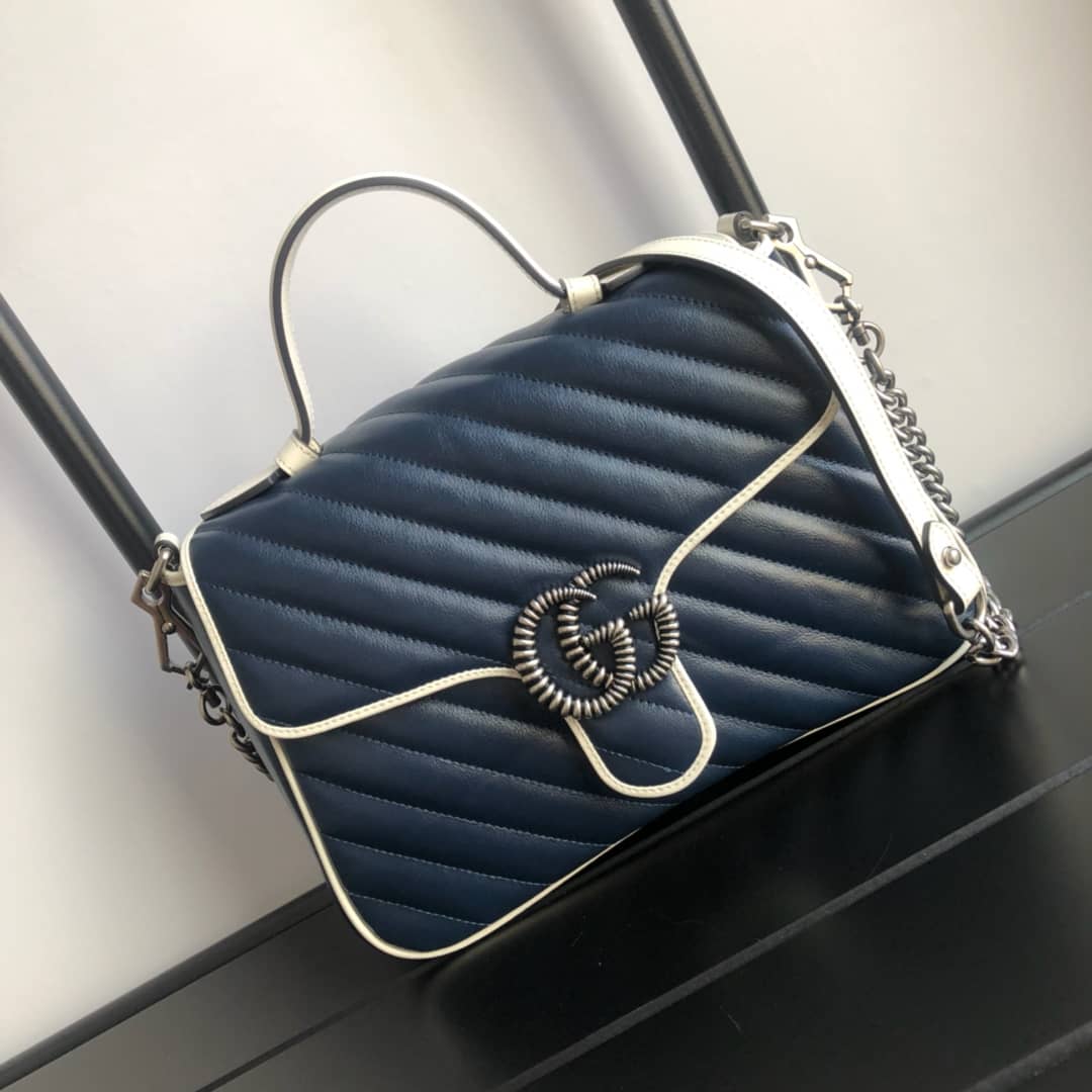 Gvc*1 Marmont Dupe Small Handle Shoulder Bag Replica Blue 498110