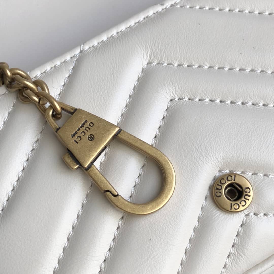 Gvc*1 GG Marmont Matelasse Leather Mini Shoulder Bag Replica White 476433