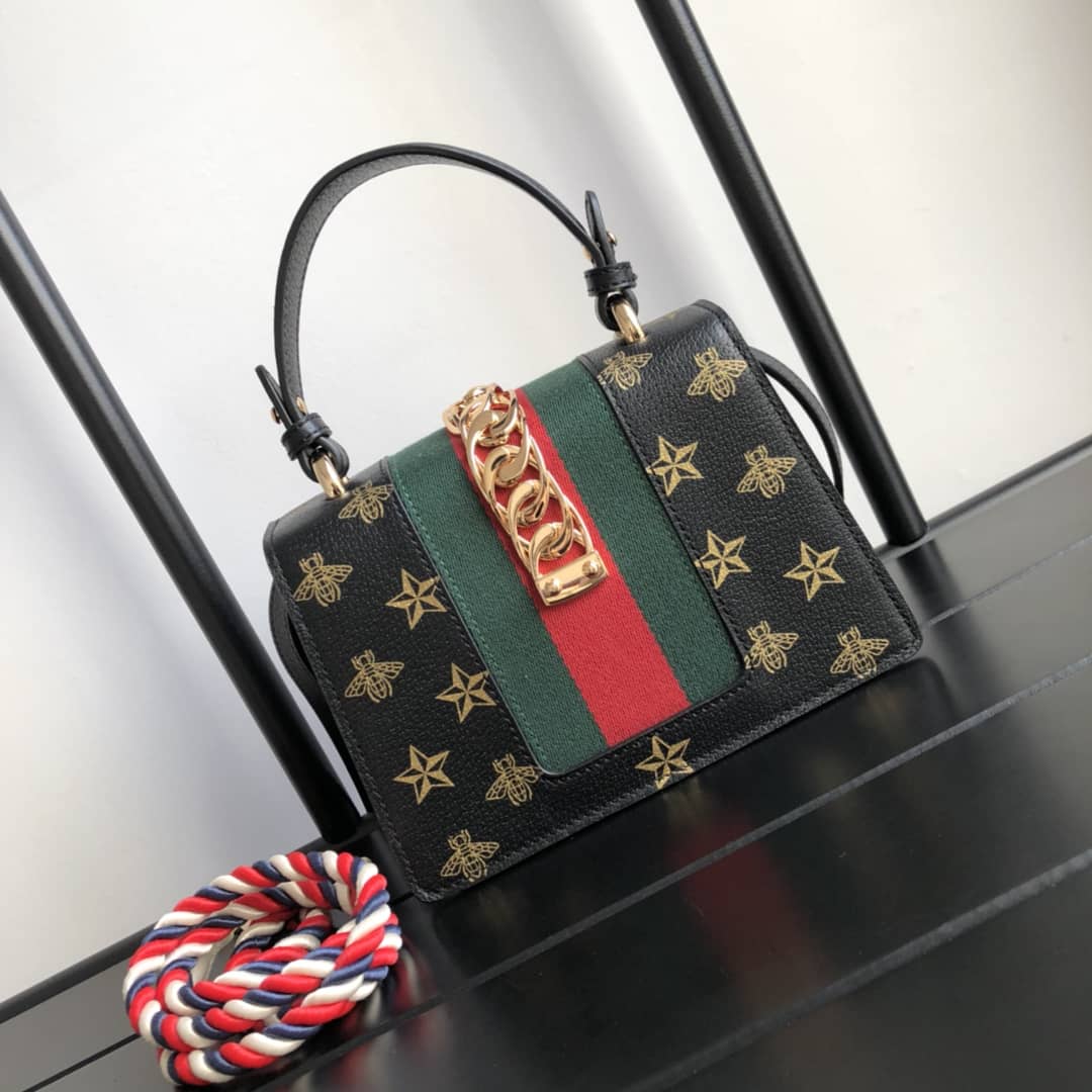 Gvc*1 GG Sylvie Mini Shoulder Bag Replica Black 470270