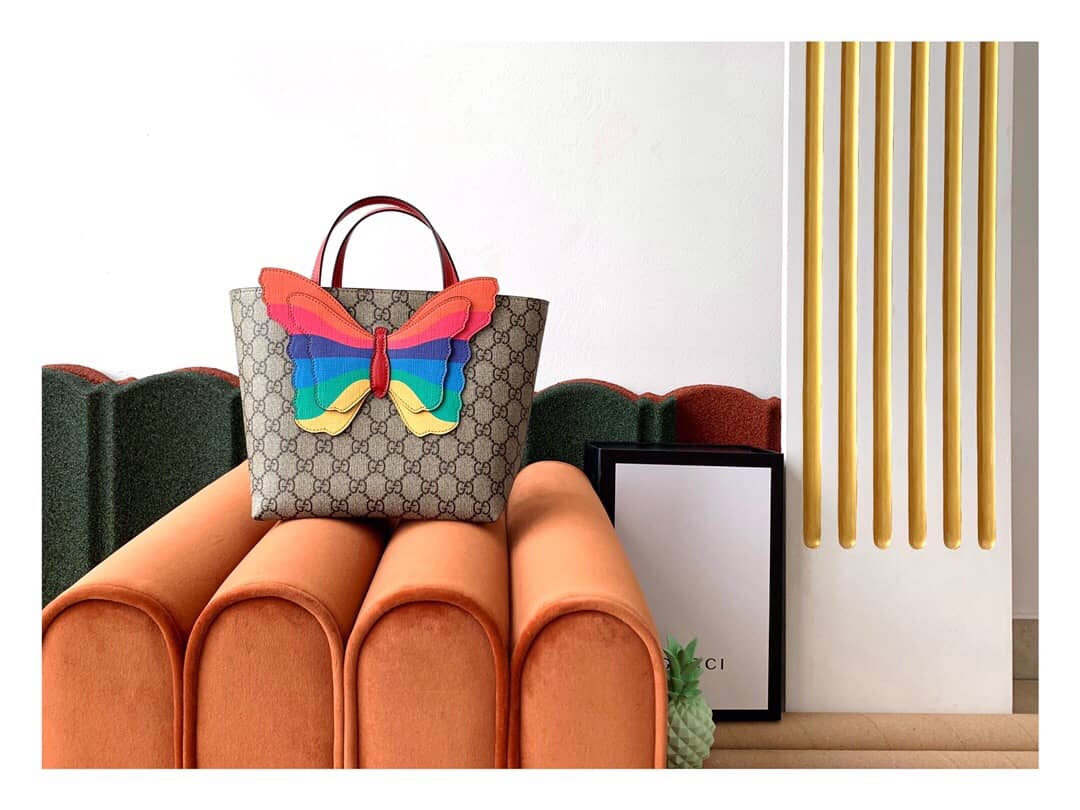 Gvc*1 Children GG Tote With Pineapple Bag Replica Brown 580840