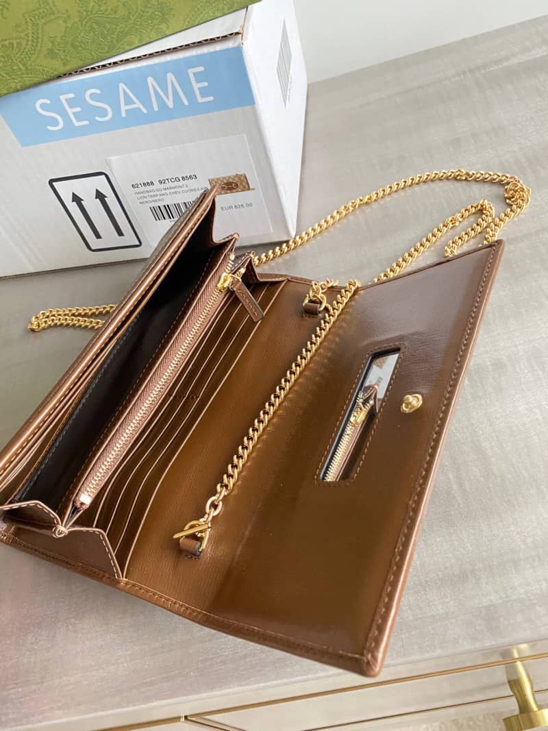Gvc*1 Horsebit Bag Dupe 1955 Zip Around Wallet With Chain Replica 621888