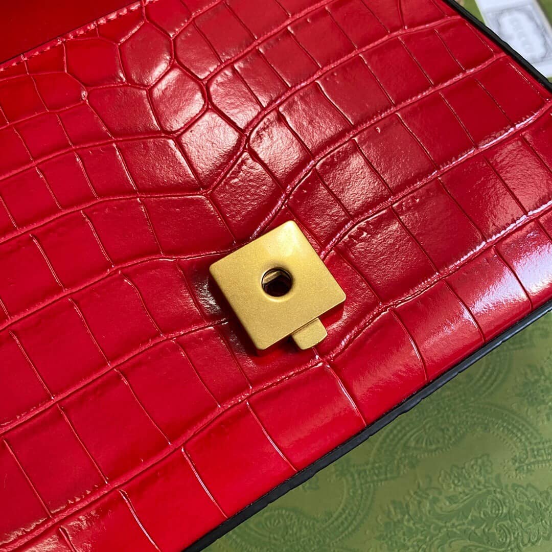Gvc*1 GG Marmont Mini Leather Top Handle Bag Replica Red 547260