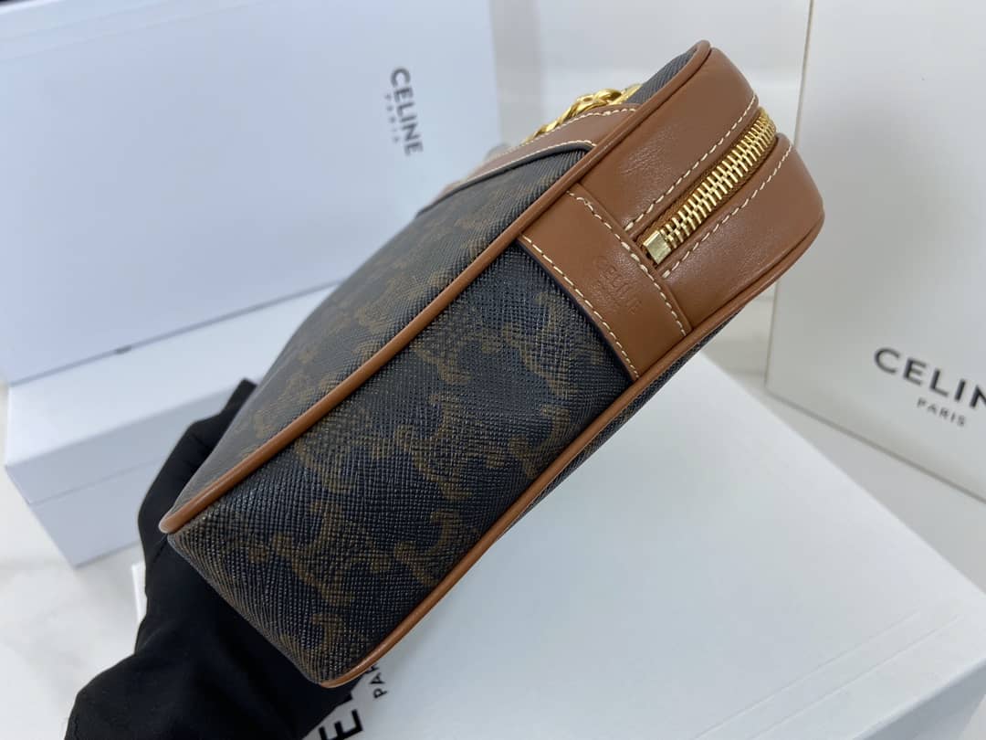 Ce1i*e Bag Dupe Triomphe Canvas Calfskin Small Patapans Bag