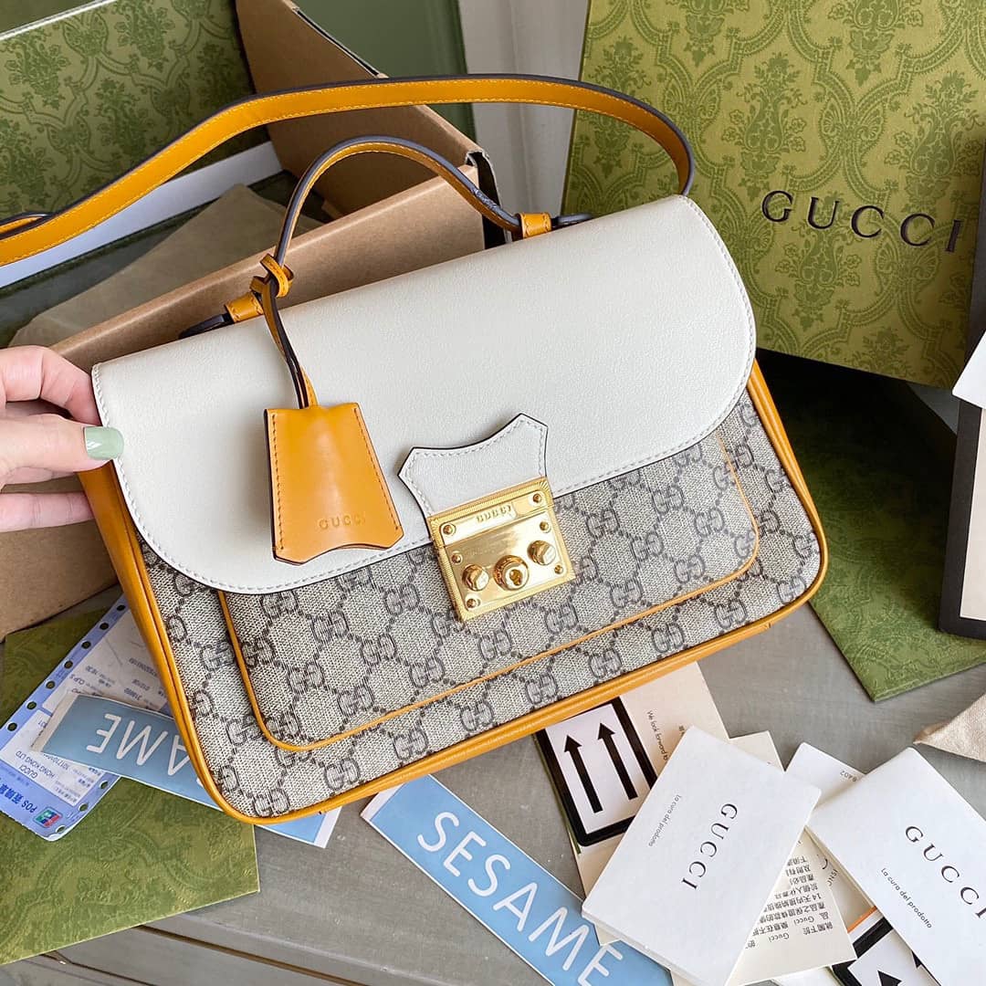 Gvc*1 Padlock Small GG Svp*me Canvas Shoulder Bag Replica White 644527