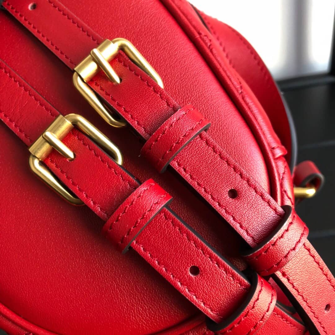 Gvc*1 GG Marmont Matelesse Mini Round Replica Backpack Red 598594