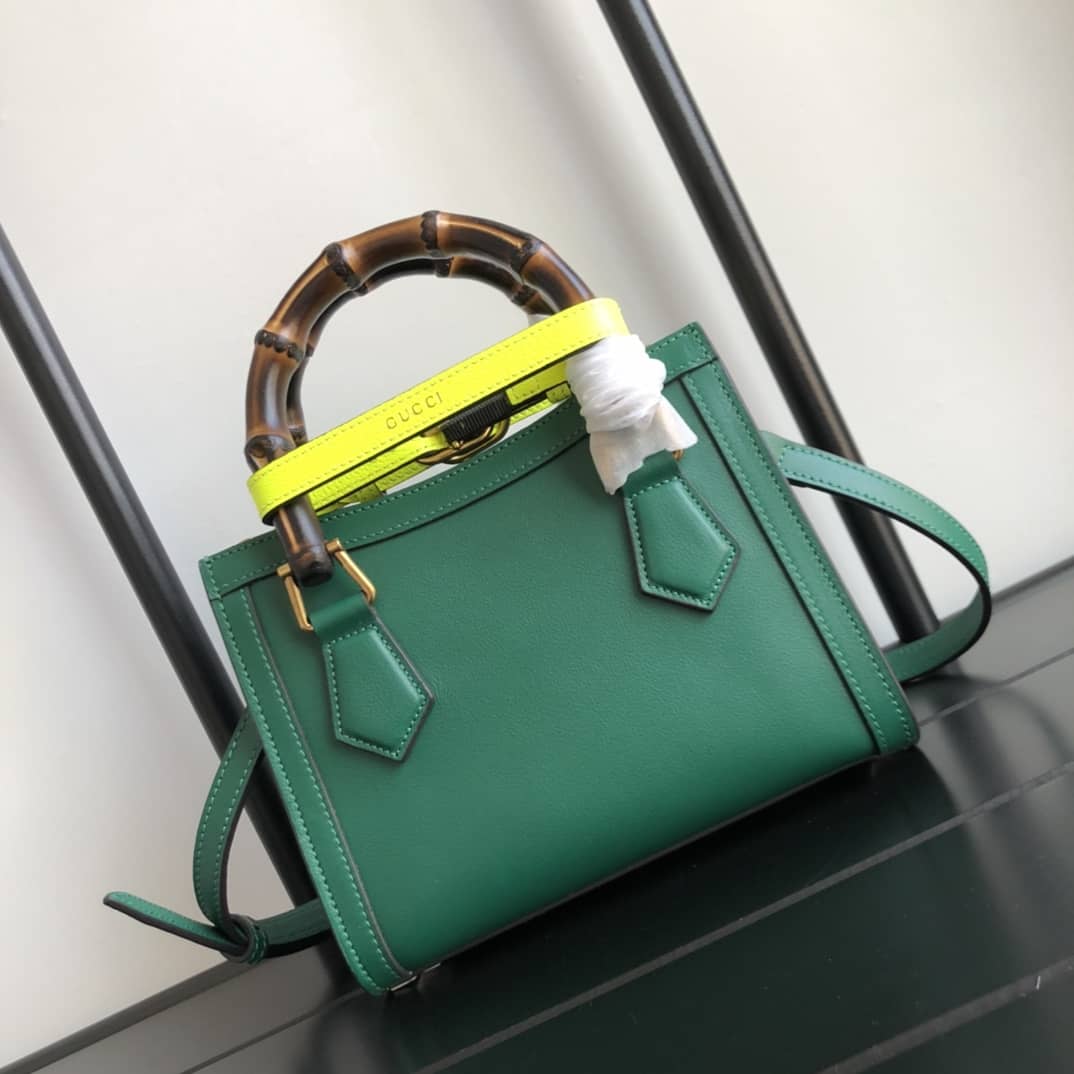 Gvc*1 Diana Mini Bamboo Tote Bag Replica Green 655661