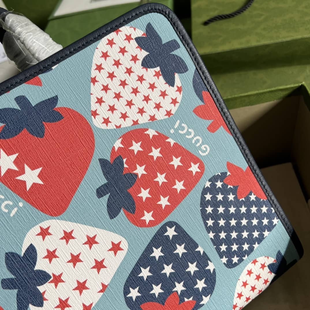 Gvc*1 GG Children Strawberry Print Tote 612992 Replica Bag