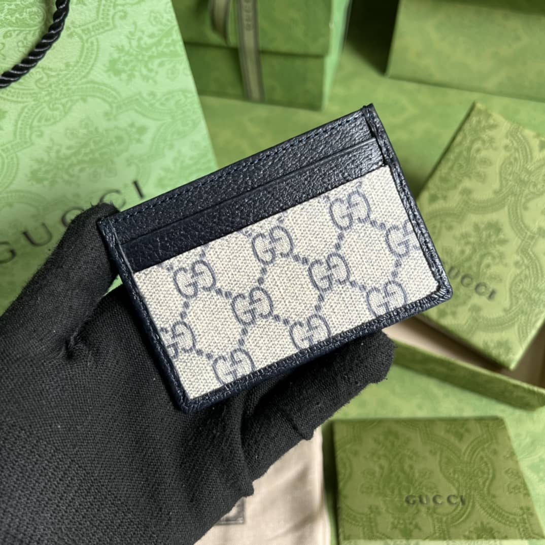 Gvc*1 Interlocking G Card Case Beige Leather 673002 Replica Wallet
