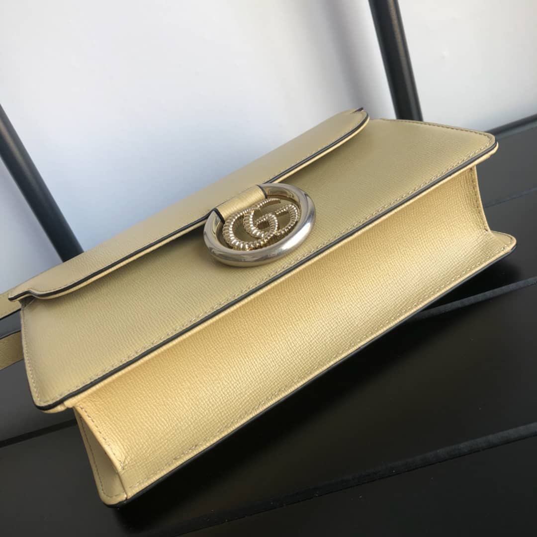 Gvc*1 GG Ring Torchon Leather Shoulder Bag Replica  Yellow 589474