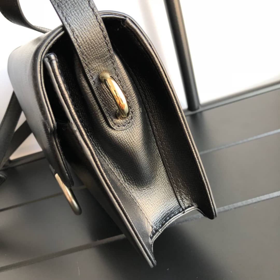 Gvc*1 GG Ring Torchon Leather Shoulder Bag Replica Black 589474