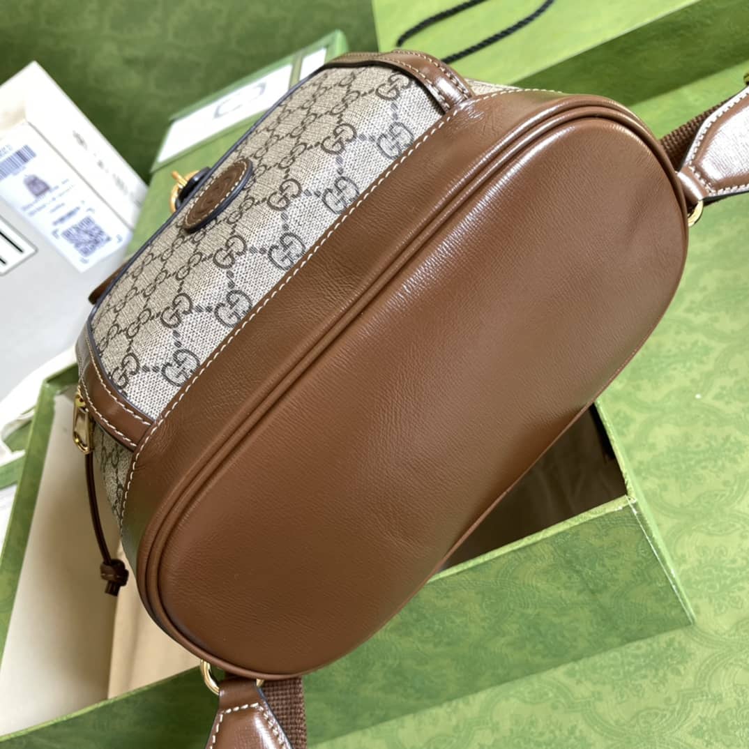 Gvc*1 Interlocking GG Svp*me Backpack Beige Replica 674147