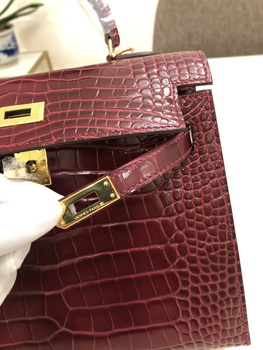 H**me5 Kelly Dupe 25CM Crocodile Shiny Replica Bag