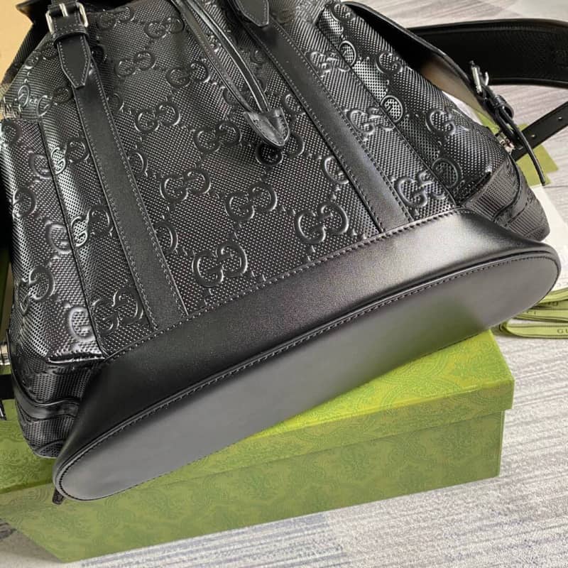 Gvc*1 GG Embossed Leather Replica Backpack Black 625770