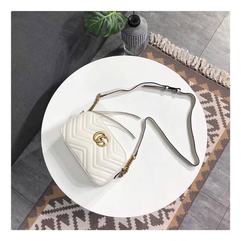 Gvc*1 Handbag Dupes GG Marmont Small Shoulder Handbag Camera Bag Replica White 447632
