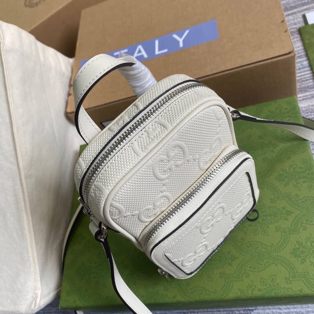 Gvc*1 GG Embossed Mini Bag Replica White 658553