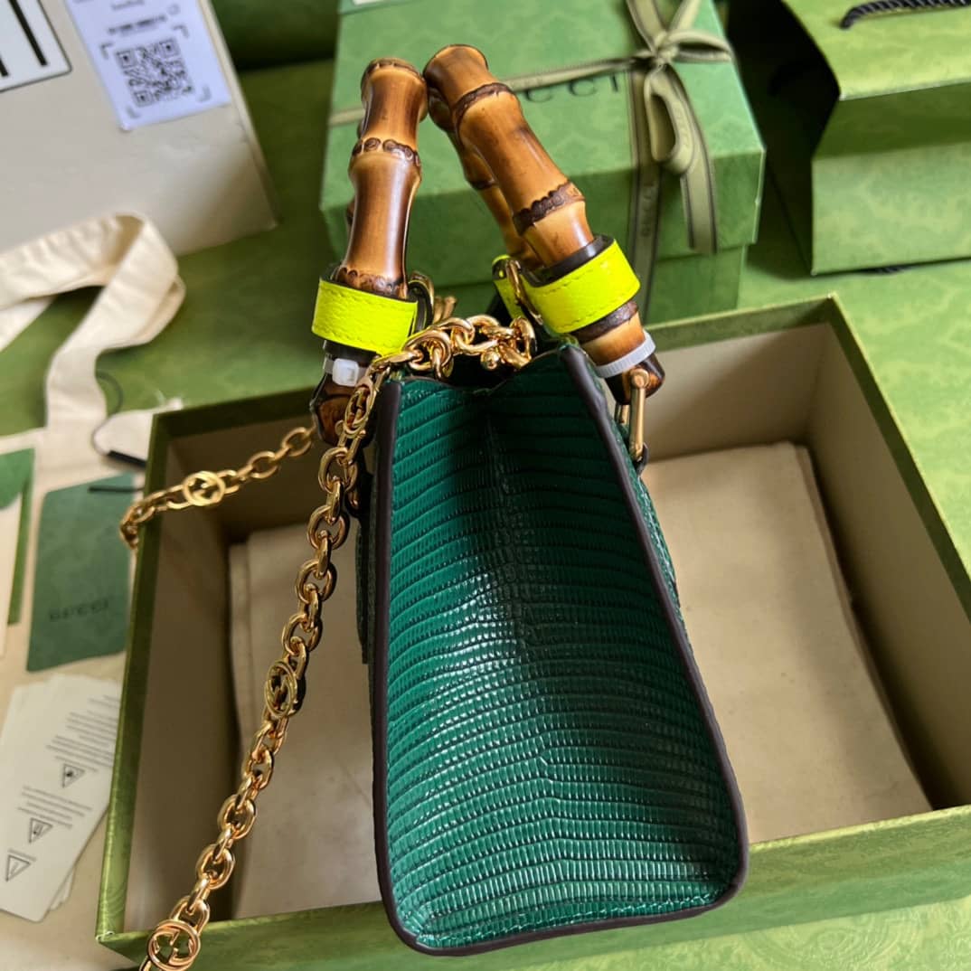 Gvc*1 Diana Lizard Mini Bag Dark Green 675800 Replica Tote