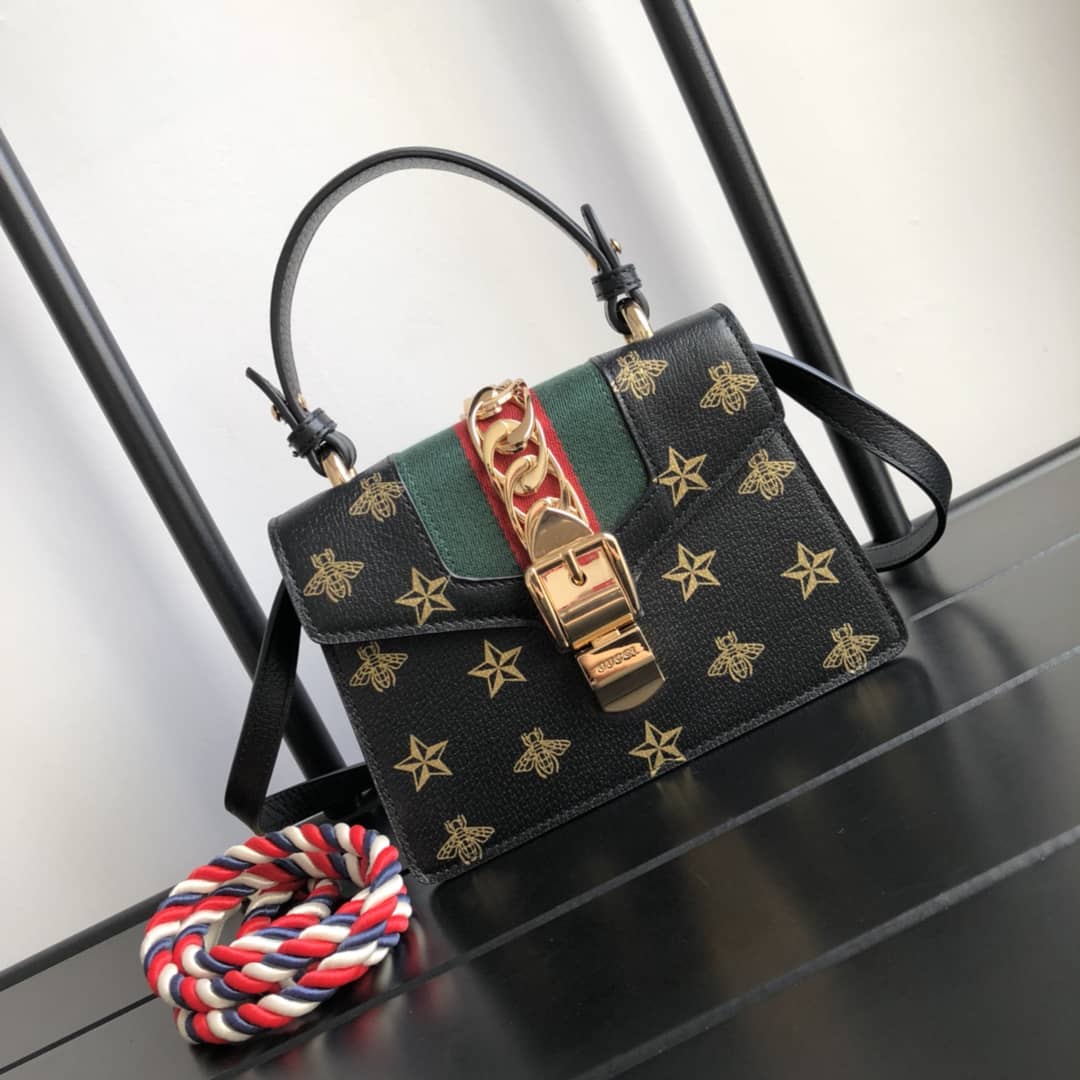 Gvc*1 GG Sylvie Mini Shoulder Bag Replica Black 470270