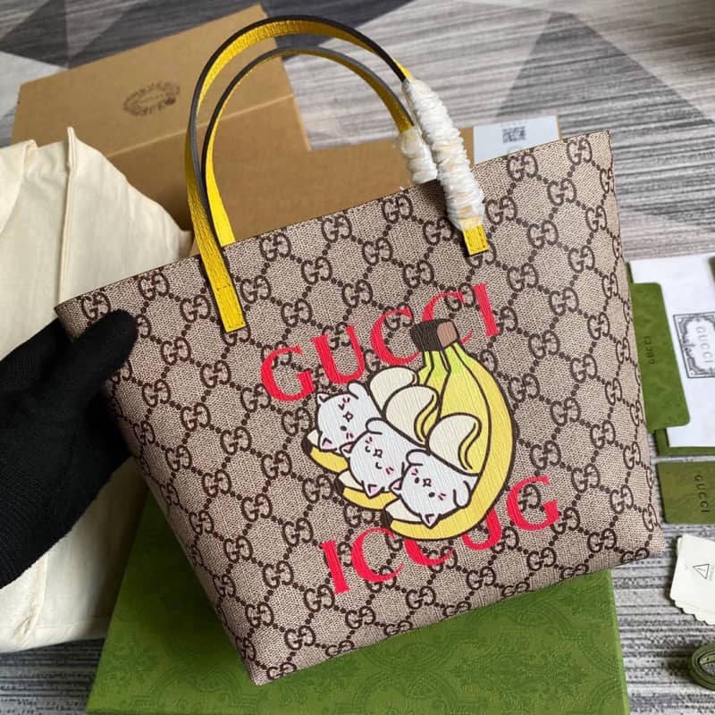 Gvc*1 Children GG Svp*me Canvas Replica Tote Brown 410812
