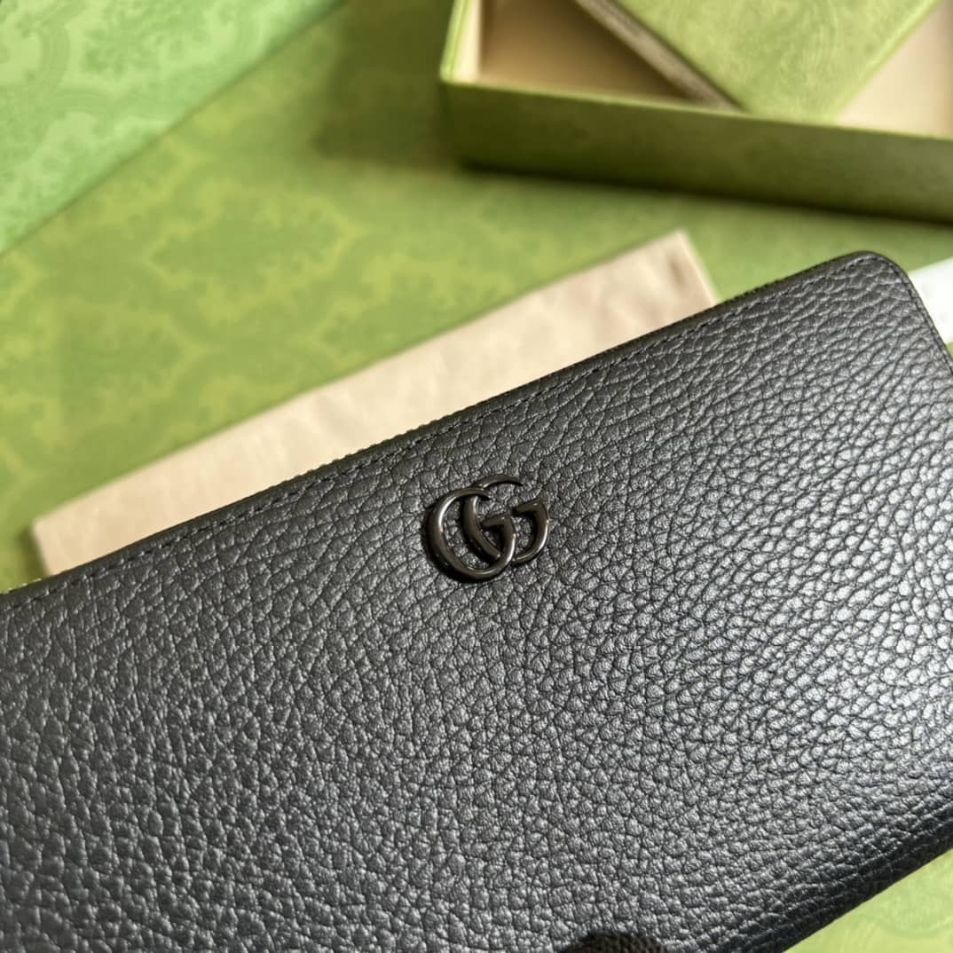 Gvc*1 GG Marmont Leather Zip Long Wallet Replica 456117