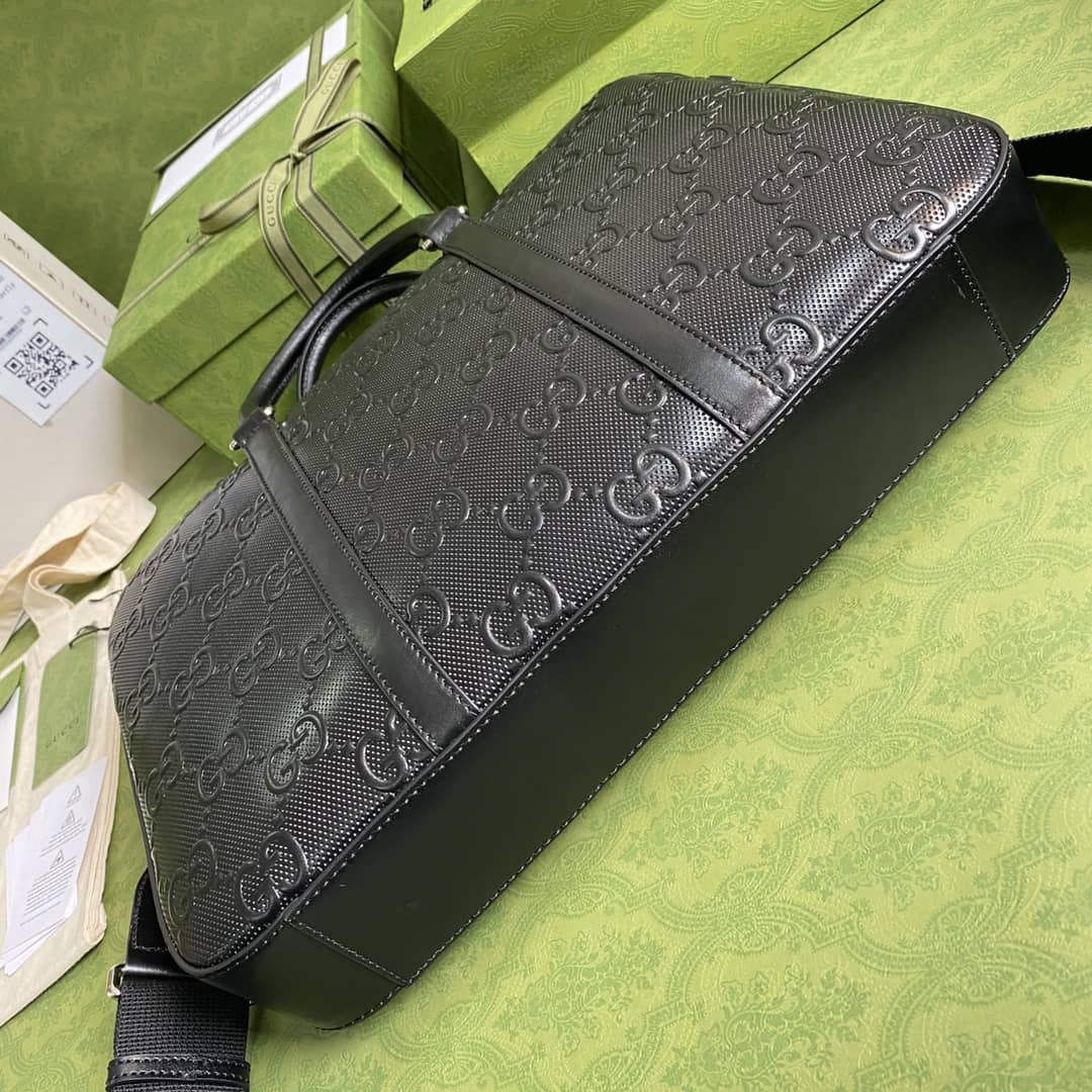 Gvc*1 GG Embossed Mens Briefcase Replica 658573