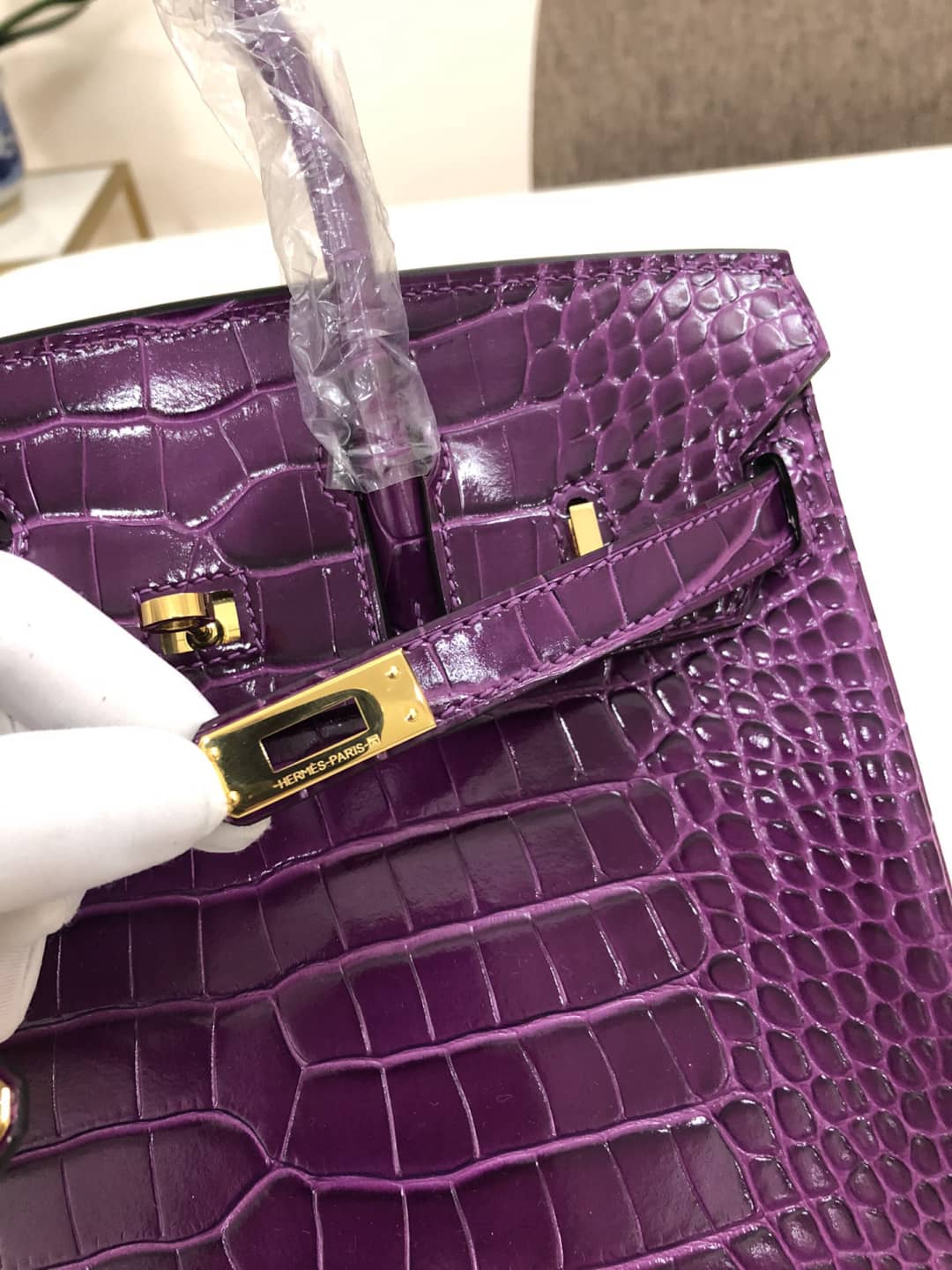 H**me5 Birkin 25CM Crocodile Shiny Replica Bag