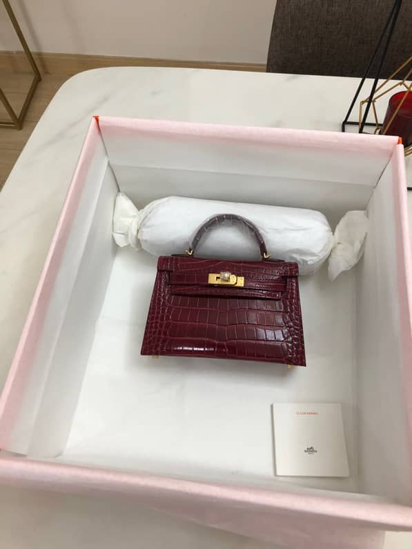 H**me5 Kelly Mini 19CM Crocodile Shiny Replica Bag