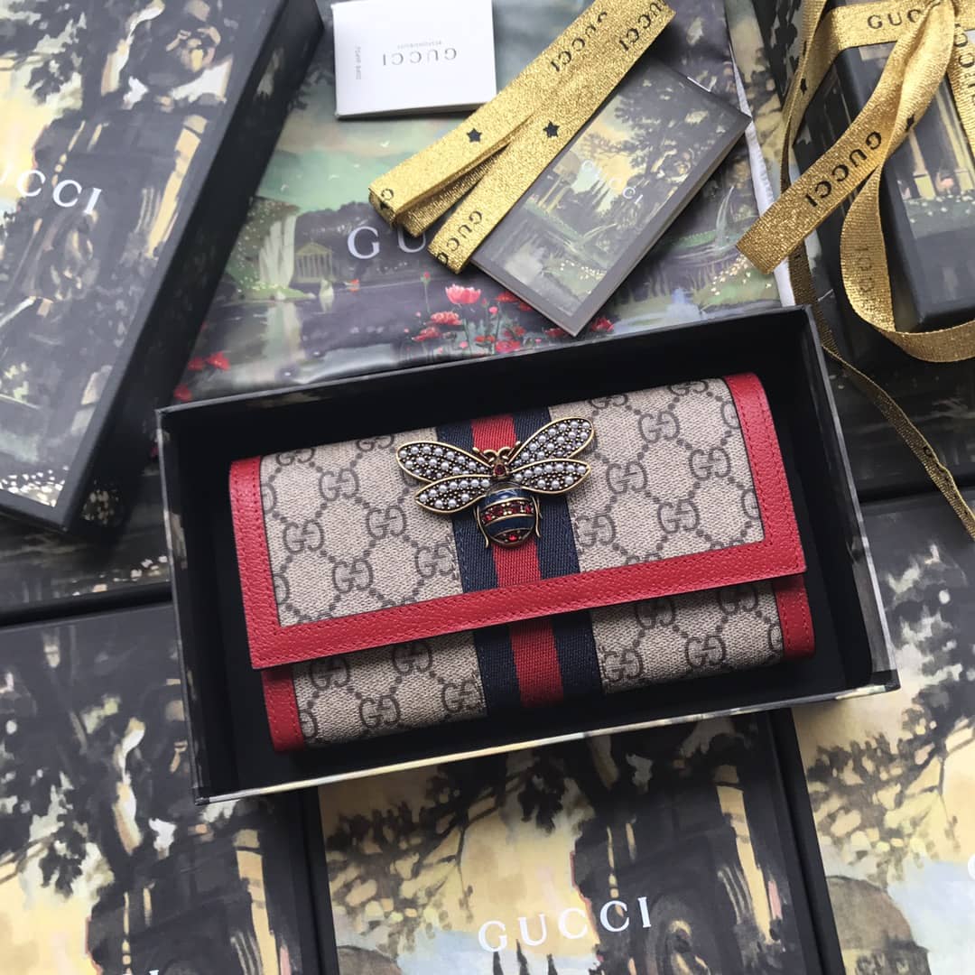 Gvc*1 Queen Margaret Bee Leather Continental Flap Wallet Replica 476064