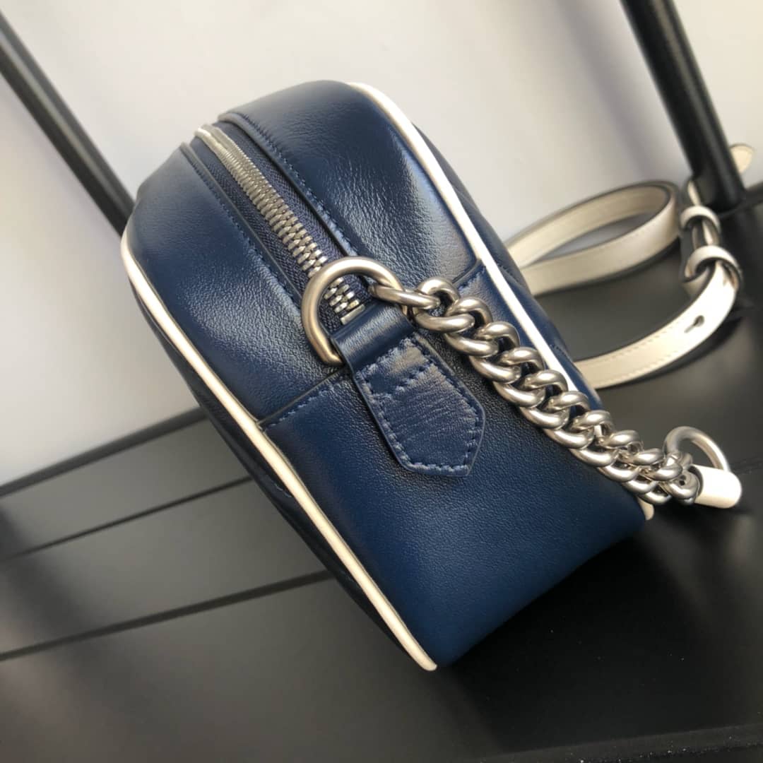 Gvc*1 GG Marmont Small Shoulder Handbag Camera Bag Replica Blue 447632