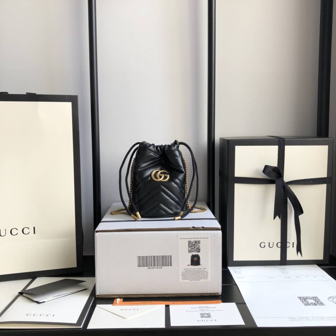 Gvc*1 GG Marmont Mini Bucket Crossbody Bag Replica Black 575163