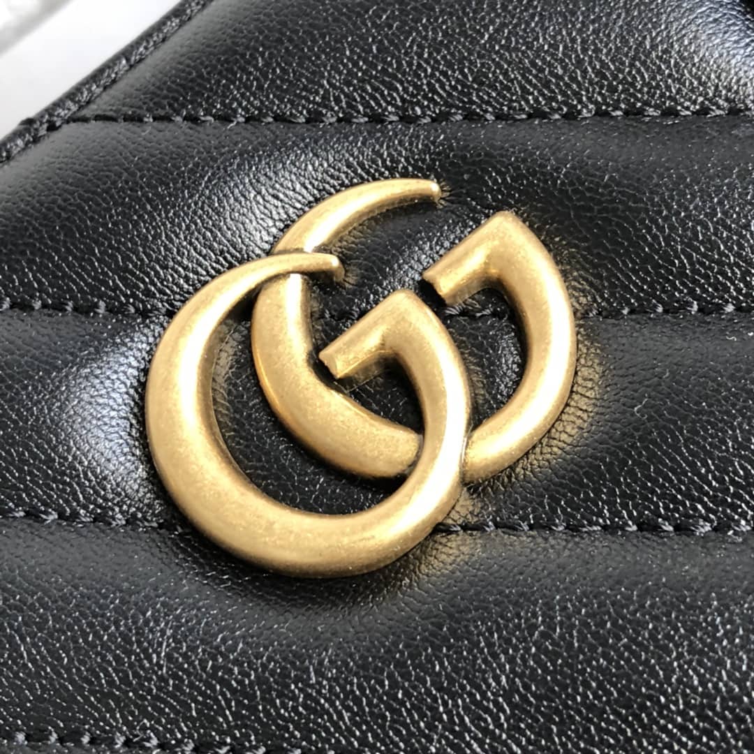 Gvc*1 GG Marmont Medium Matelasse Leather Tote Replica Black 627332
