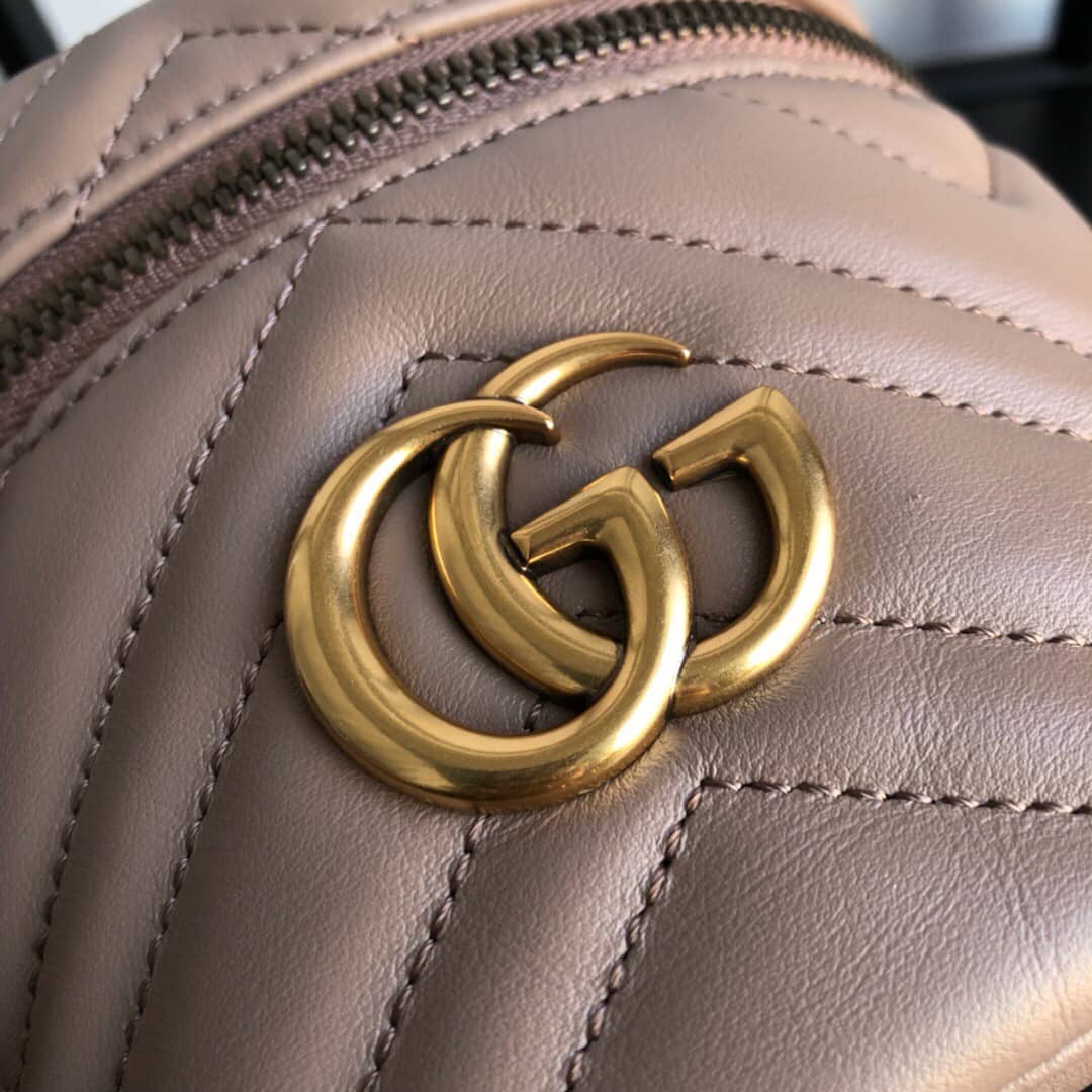 Gvc*1 GG Marmont Matelesse Mini Round Replica Backpack Brown 598594