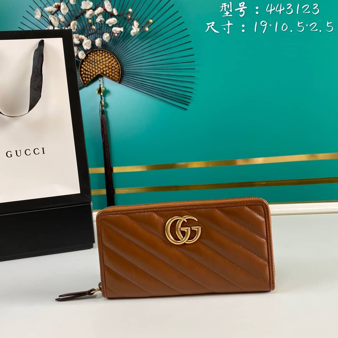 Gvc*1 GG Marmont Large Zip Around Wallet Replica 443123