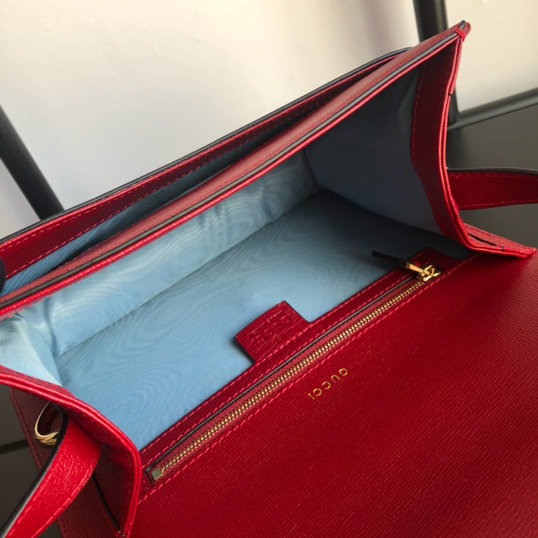 Gvc*1 GG Ring Torchon Leather Shoulder Bag Replica Red 589474