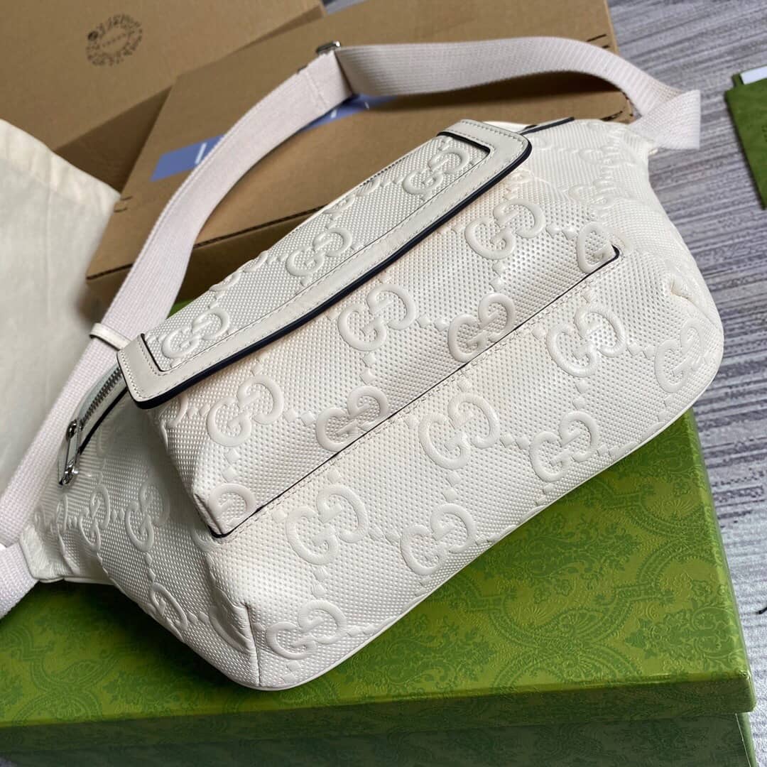 Gvc*1 GG Embossed Belt Bag Replica White 645093