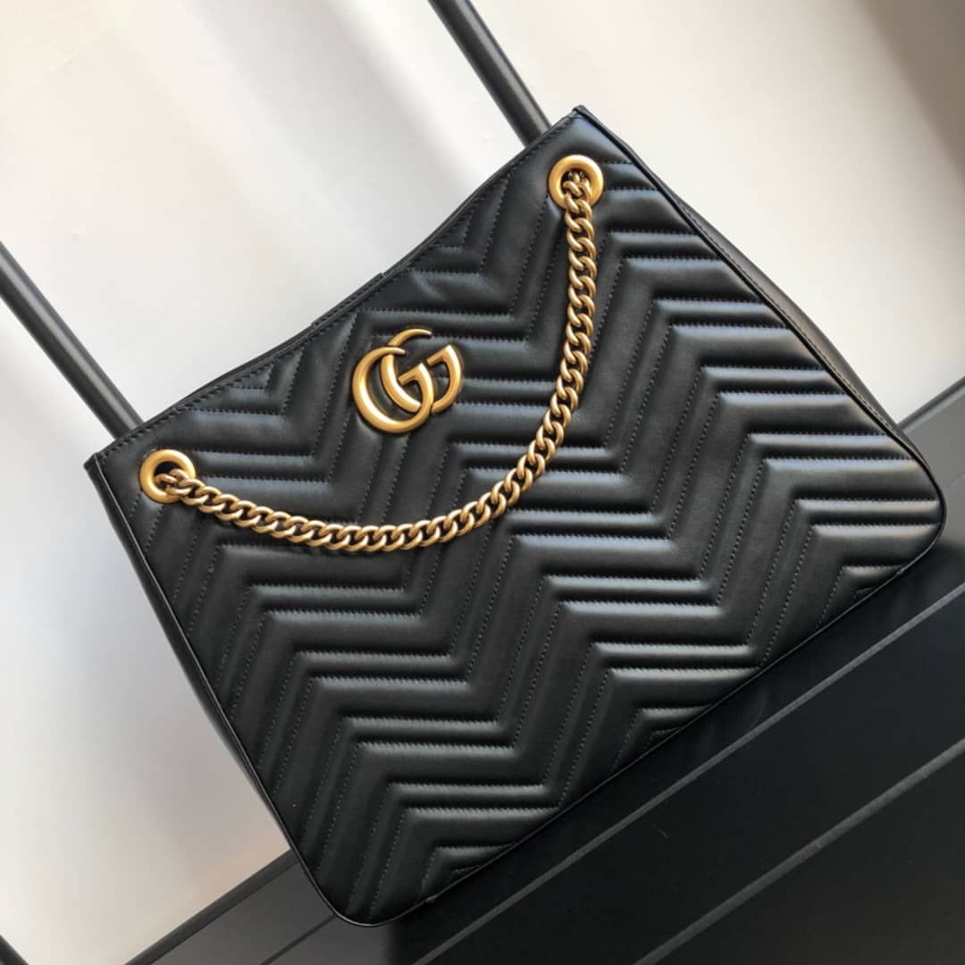 Gvc*1 GG Marmont Chain Shoulder Bag Replica Black 453569