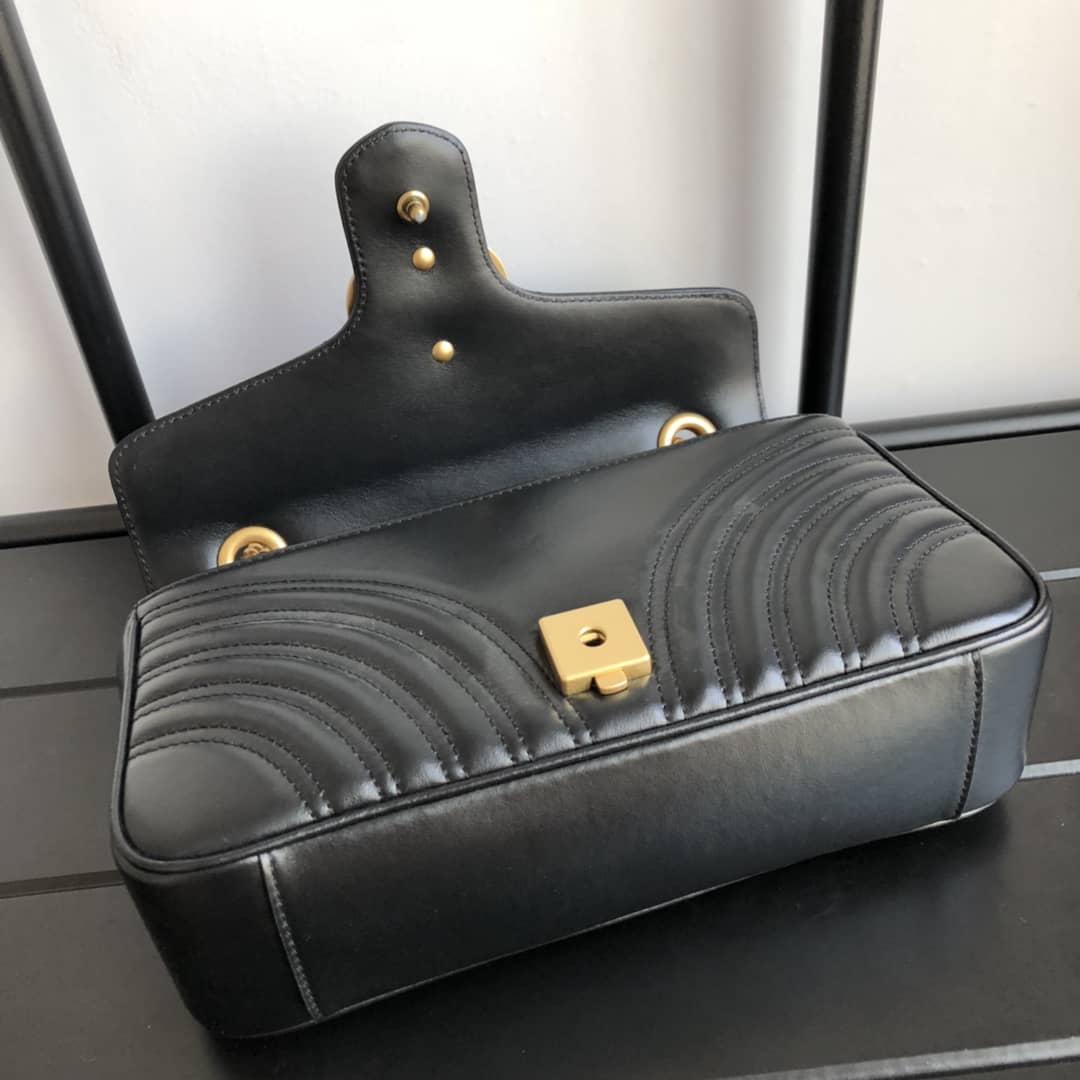Gvc*1 GG Marmont Matelasse Shoulder Bag Replica Black 443497
