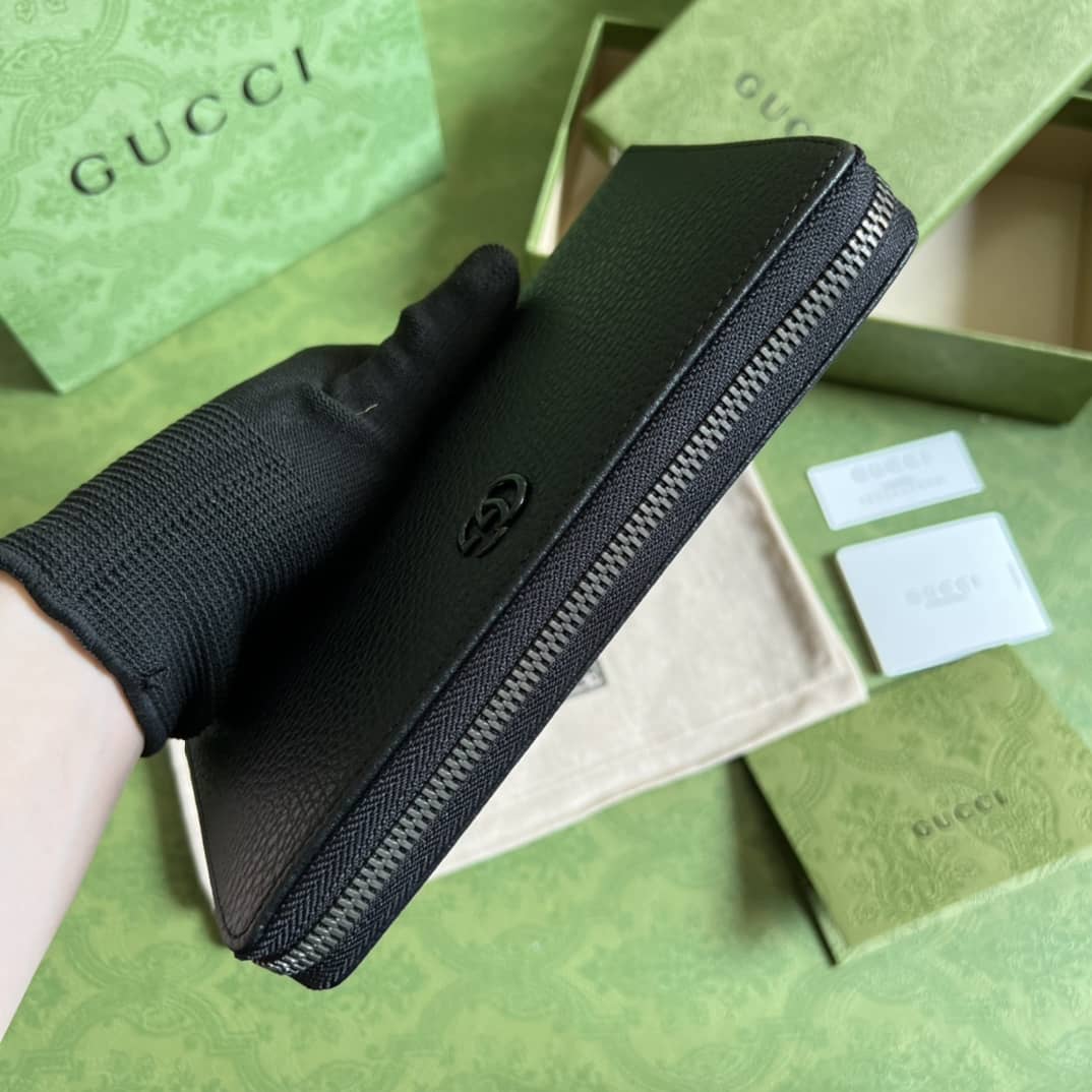 Gvc*1 GG Marmont Leather Zip Long Wallet Replica 456117