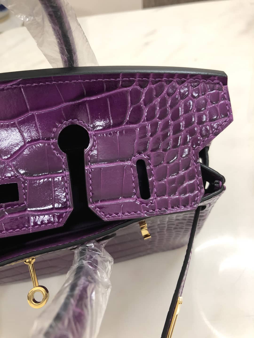 H**me5 Birkin 25CM Crocodile Shiny Replica Bag