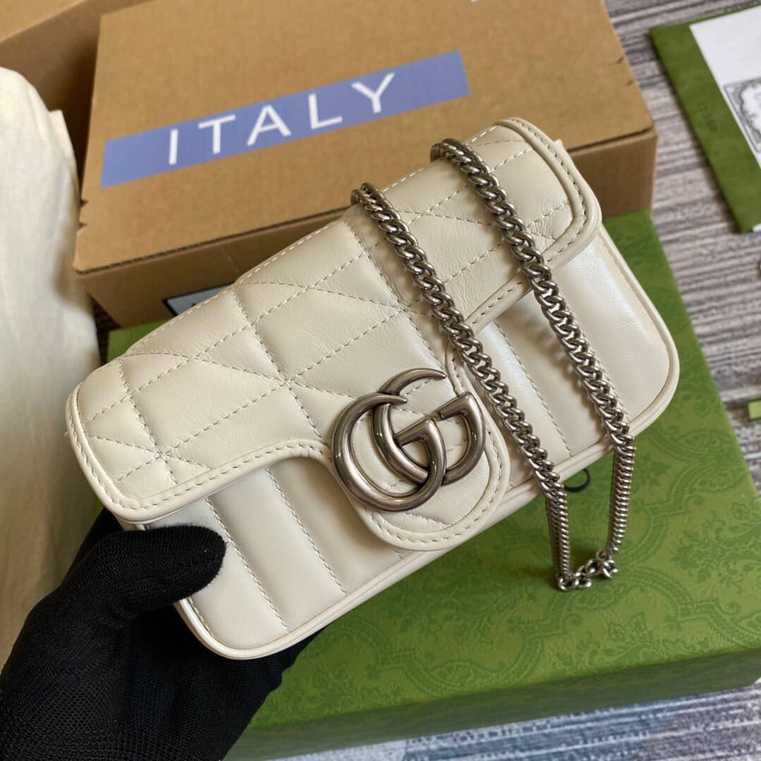 Gvc*1 GG Marmont Matelasse Leather Mini Shoulder Bag Replica White 476433