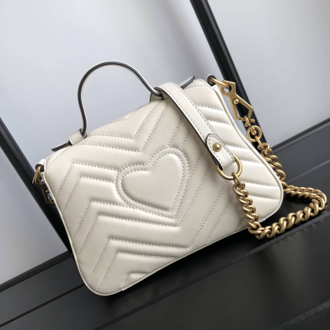 Gvc*1 GG Marmont Mini Leather Top Handle Bag Replica White 547260